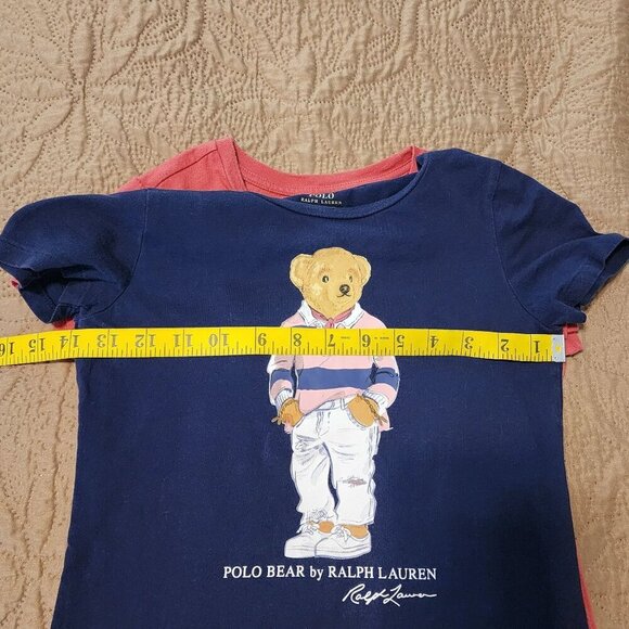 Bundle of 2 Polo Ralph Lauren t-shirt dresses sz 7 girls Bear applique - Picture 13 of 13